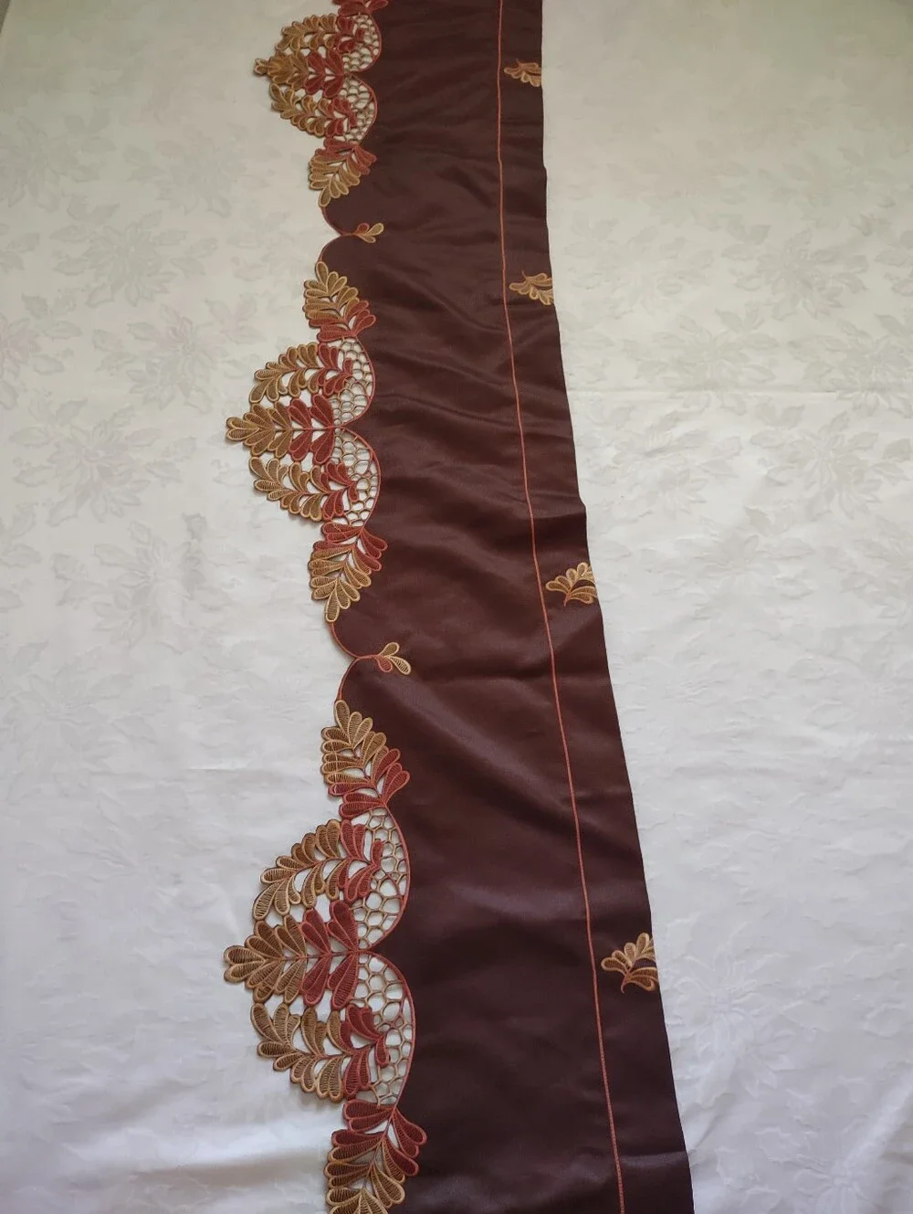Guipure Lace Embroidered Valance Chocolate Brown